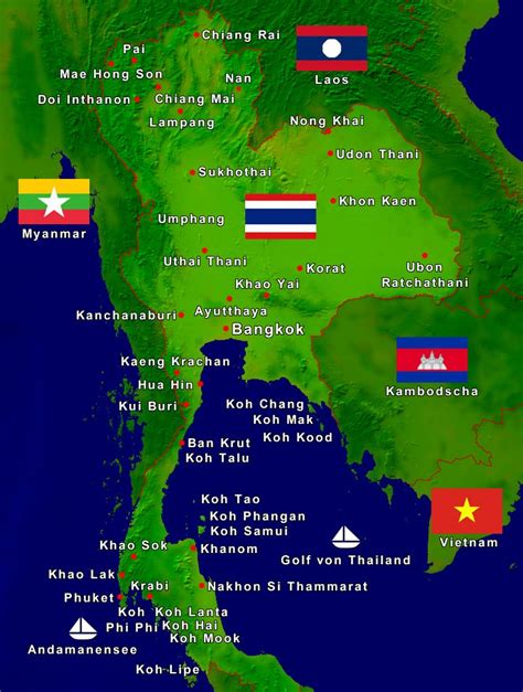 thailand karte norden sueden inseln