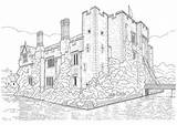 Castle Coloring Pages Adults Castles Architecture Buildings Adult Realistic Old Princess Color Printable Fantasy Disney Sheets Drawings Books Drawing Print sketch template