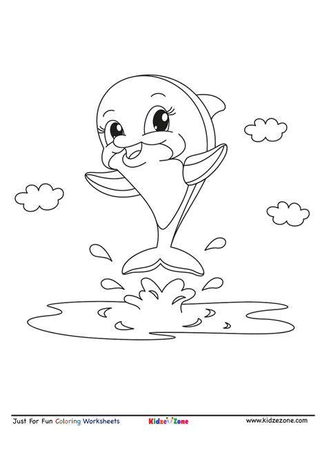 jumping dolphin cartoon coloring page kidzezone