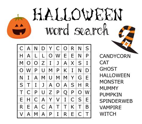 printable halloween word search worksheets