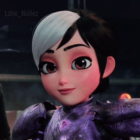 an animated character with black hair and big eyes