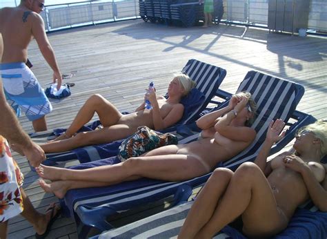 three busty blondes naked on cruise ship