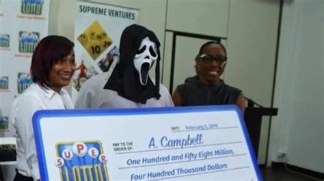 jamaican lottery winner claims his prize in a scream mask i feel so