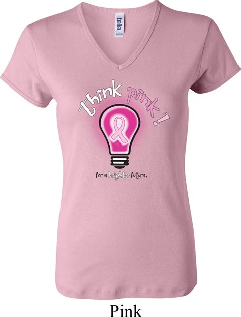 ladies breast cancer awareness shirt think pink v neck tee