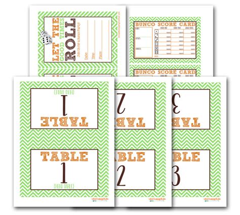 bunco table cards  printable printable word searches