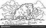 Prehistoric Mammoth Mammut Coloring Vector Rhino sketch template
