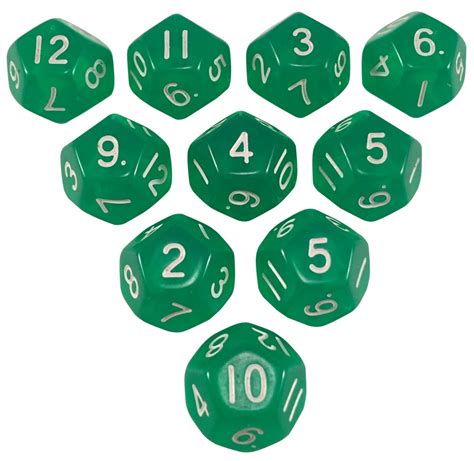 green resin translucent dice  sided role playing game rpg