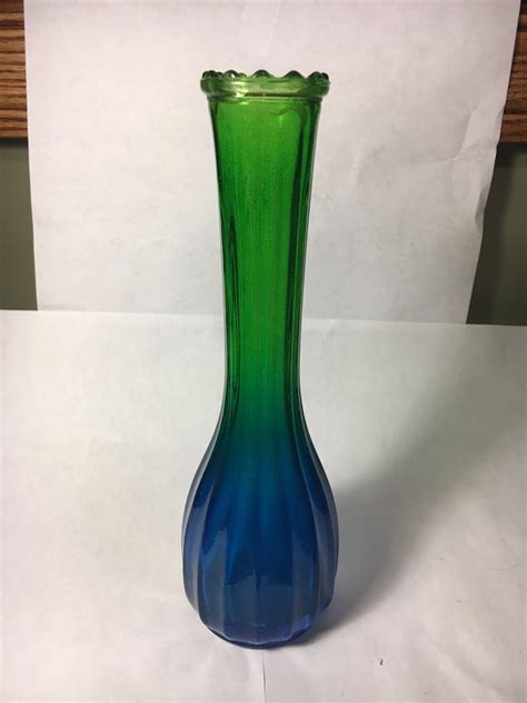 Vintage Amberina Vase Blue Green Flash Bud Type Vase