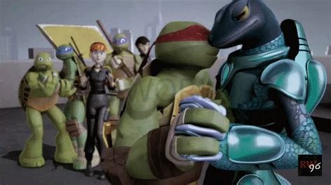 Raph And Mona April Fangirling Mikey Takes Leo S Hand And Covers His