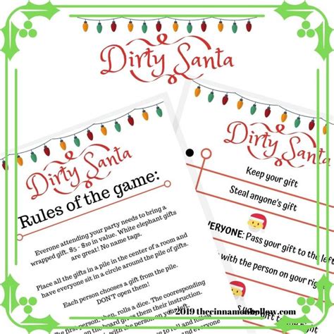 dirty santa game    christmas game printable