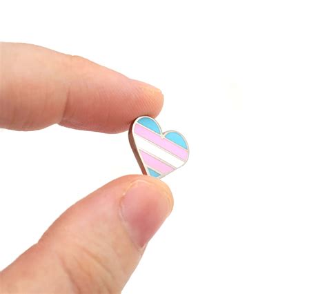 Tiny Trans Flag Heart Enamel Pin Compoco