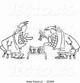 Guys Cartoon Vector Chess Outline Playing Coloring Ron Leishman Royalty sketch template