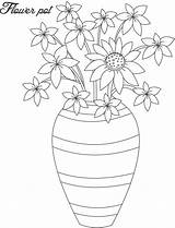 Pot Flower Coloring Flowers Vase Pages Drawing Flowerpot Printable Plant Drawings Pots Vases Colour Sheet Roses Rose Simple Getdrawings Print sketch template