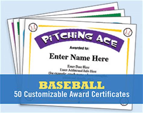 baseball certificates  award templates