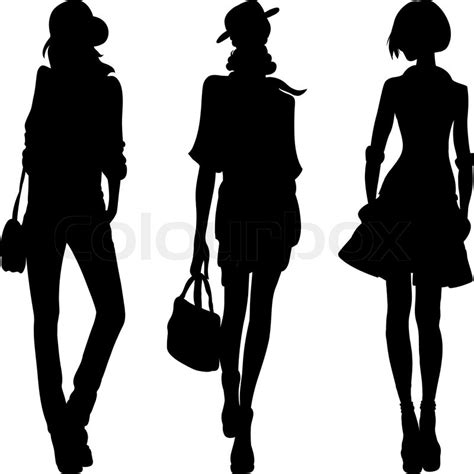 vector silhouette of fashion girls top stock vector