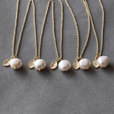 Gold Wedding Bridesmaid Pearl Necklace Set Set Of 1 10 Etsy