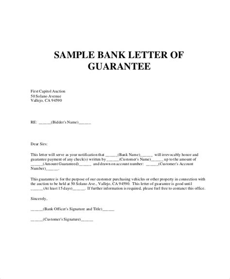 guarantee letter samples   ms word google docs pages