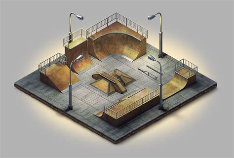 miniature playgrounds  behance skateboard room skateboard ramps