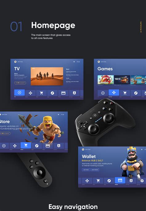 game console ui ux on behance