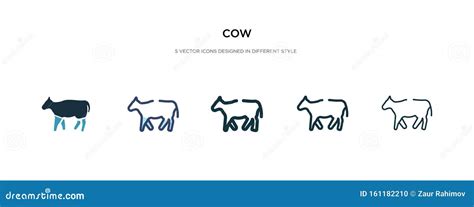 het pictogram van de koe  de verschillende illustratie van de stijlvector twee gekleurde en
