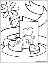 Pages Valentines Card Chocolates Coloring Color Online sketch template