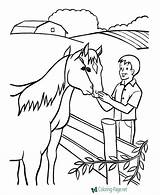 Coloring Farm Pages Horse Colouring Farmer Printable Color Sheets Animals Horses Kids Animal Print Fun Jobs Drawing Petting Raisingourkids Feeding sketch template