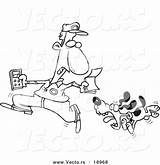 Dog Coloring Cartoon Chasing Man Vector Outlined Meter Leishman Ron Royalty sketch template