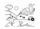 Coloring Farm Pages Cartoon Farms Family sketch template