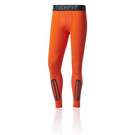 adidas techfit tough mens orange compression long running tights bottoms ebay