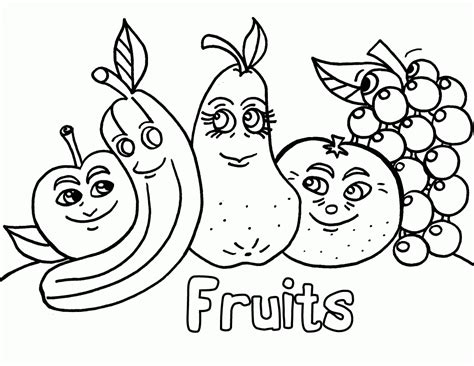 fruits vegetables coloring page open  printnet coloring home