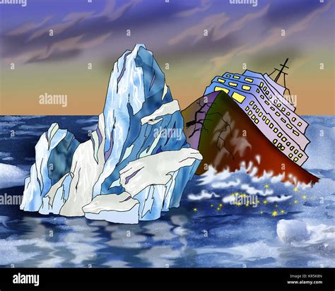 sinking ship  iceberg stock photo alamy