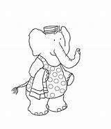 Elephant Coloring Pages Funny Mouse Friend Getting Flower His sketch template