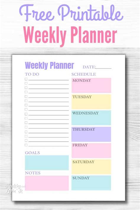 cute weekly planner printable  downloadable template