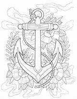 Coloring Pages Tattoo Anchor Adult Printable Tattoos Nautical Book Print Color Sheets Adults Anchors Phoenix Mandala Kids Colouring Drawing Star sketch template