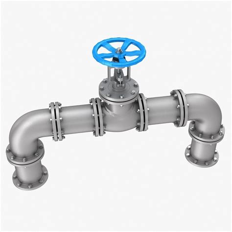 gate valve and pipes 3d model cgtrader