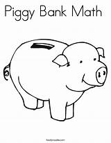 Piggy Bank Coloring Math Outline Pages Money Pig Saving Cliparts Clipart Drive Food Template Noodle Twisty Worksheet Twistynoodle Library Popular sketch template