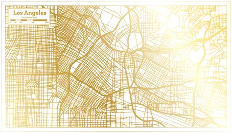los angeles california usa city map  retro style  golden color outline map  vector