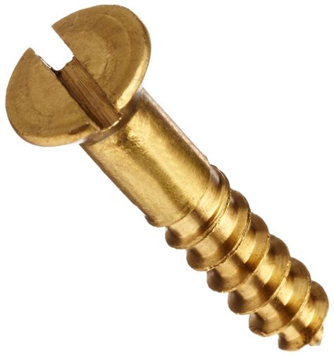 brass wood screw plain finish flat head slotted drive   length