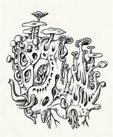 Trippy Drawing Mushroom Coloring Pages Drawings Psychedelic Printable Weed Mushrooms Shroom Pencil Tumblr Sketch Cartoon Magic Stoner Space Template Getdrawings sketch template