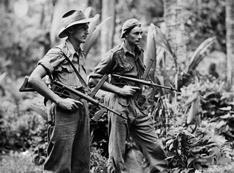 world war ii history australian soldiers  owen submachine guns  papua  guinea