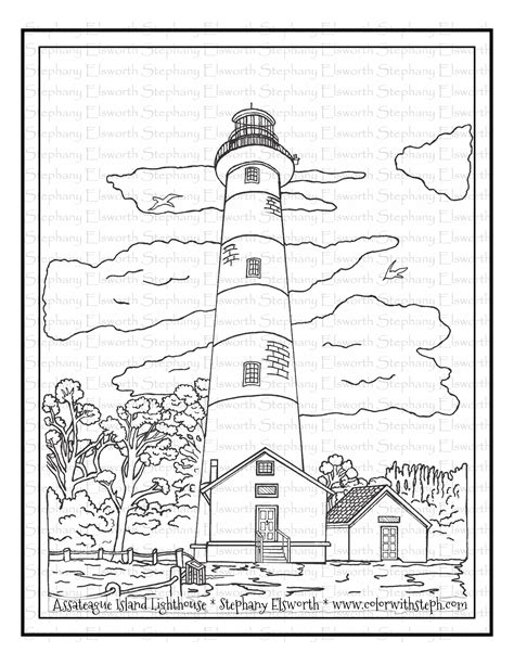 assateague island lighthouse  coloring page  steph coloring home