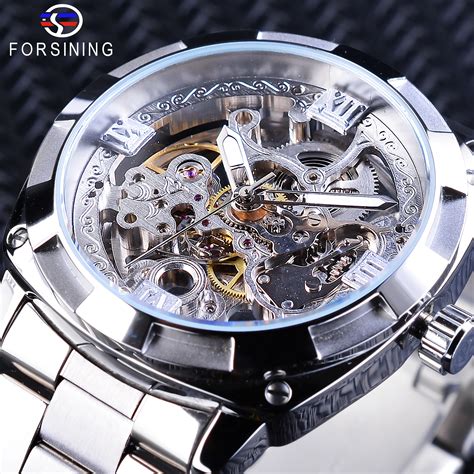 forsining mechanical wristwatches fashion silver mens automatic watches top brand luxury