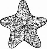 Starfish Printable Colouring Zentangle sketch template