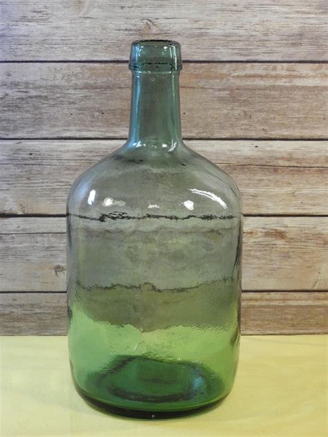 vintage green glass jug giant 12 bubble glass demijohn style jar wine