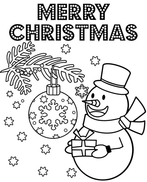 print merry christmas coloring sheet   snowman