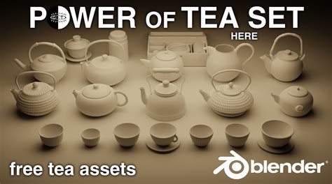assets power  tea set  finished projects blender