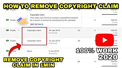 check  remove copyright claim  youtube  remove