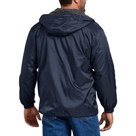 dickies mens  fleece lined hooded nylon water resistant jacket ebay