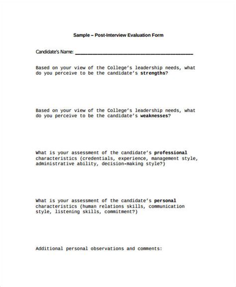 interview evaluation forms