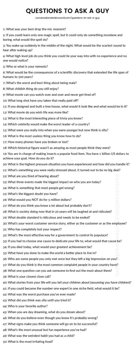 200 Questions To Ask A Guy The Only List Youll Need